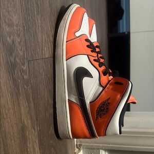 Jordan High Top Sneakers in Orange, White & Black